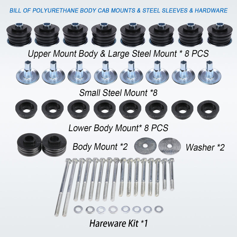 Body Cab Mount Kit for Ford F350 F250 Super Duty 2008-2016 KF04060BK