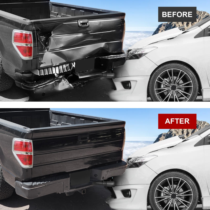 Rear Step Bumper for Ford F-150 2009-2014 with Parking Sensor Holes Black