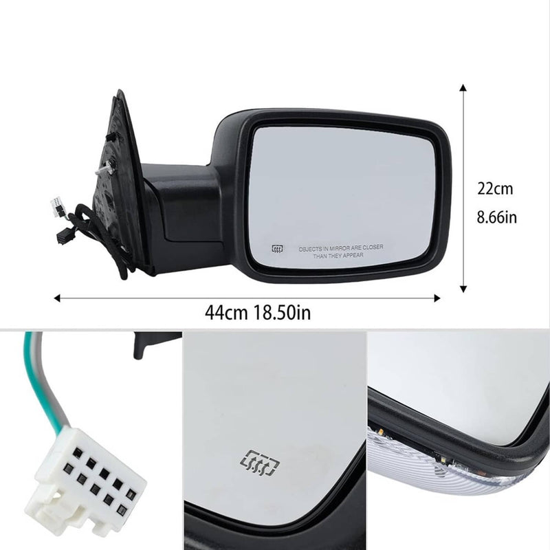 Right Passenger Fold Heated LED Signal Mirror for Ram 1500 Power