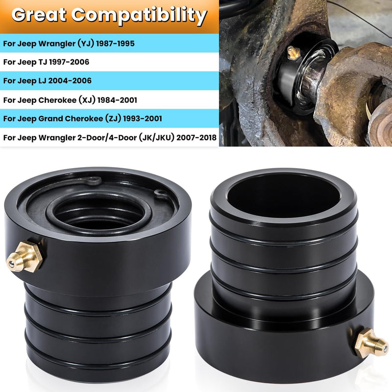 MG21103 Black Front Inner Outer Axle Tube Seal Kit for Jeep Wrangler YJ JK TJ