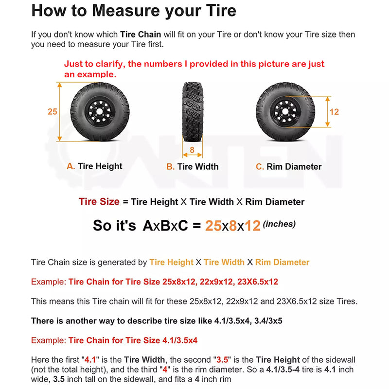 Tire Chain Fits 20x8.00x8 for Snow Blowers Lawn Garden Tractor