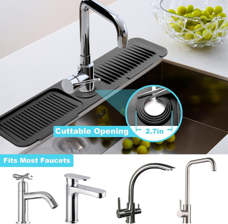 Silicone Faucet Drain Mat Drip Catcher Tray Kitchen Sink Splash Guard Slip Pad