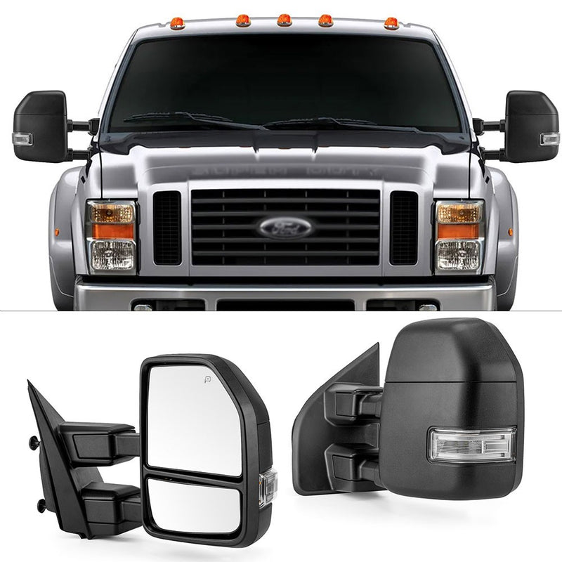 Towing Mirrors Power Heated LED Turn Signal for Ford F250 F350 2017-2019 Set