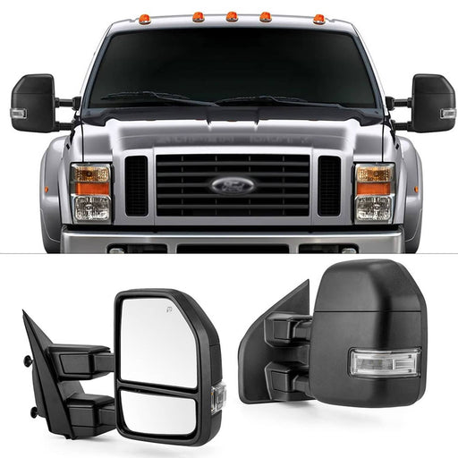 DURAFORCE Towing Mirrors Power Heated LED Turn Signal for Ford F250 F350 2017-2019 Set