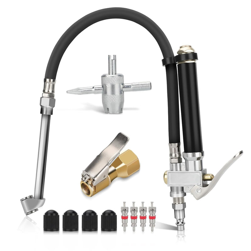 Air Tire Inflator with Pressure Gauge 10-120 PSI Dual Head Chuck for Car Truck