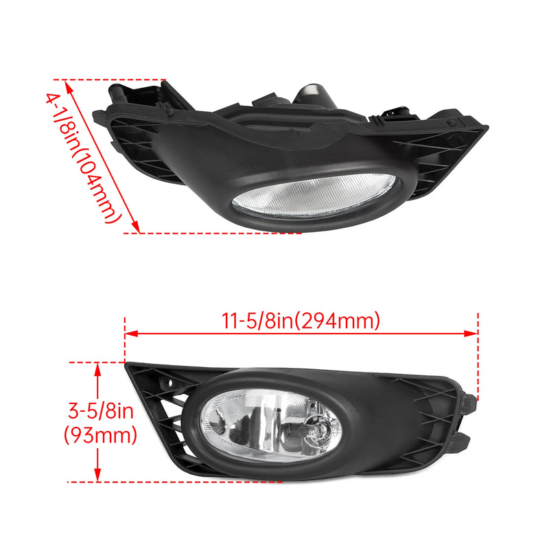 DURAFORCE Clear Lens Fog Lights W/Bulb Switch Wiring for 2009 2010 2011 for Honda Civic