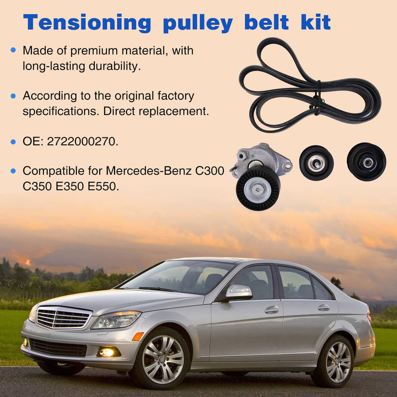 Engine Drive Belt Tensioner Idler Pulley Serpentine Belt Kit for Mercedes-Benz