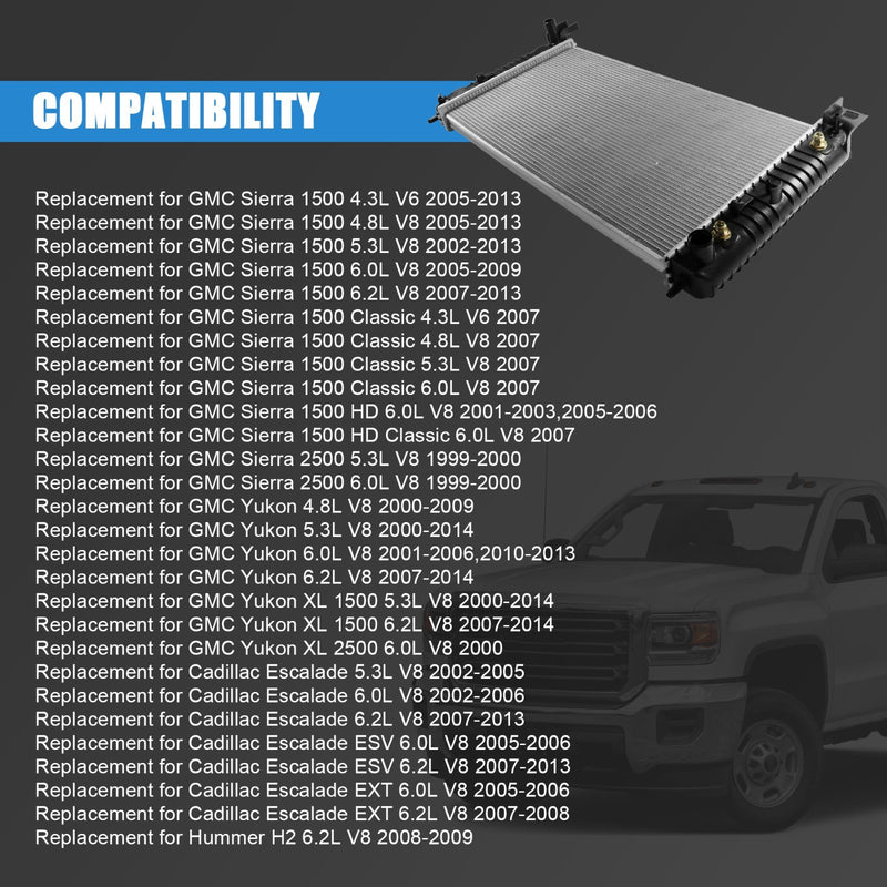34 Inch Core Radiator for Chevy Silverado Suburban Avalanche Escalade