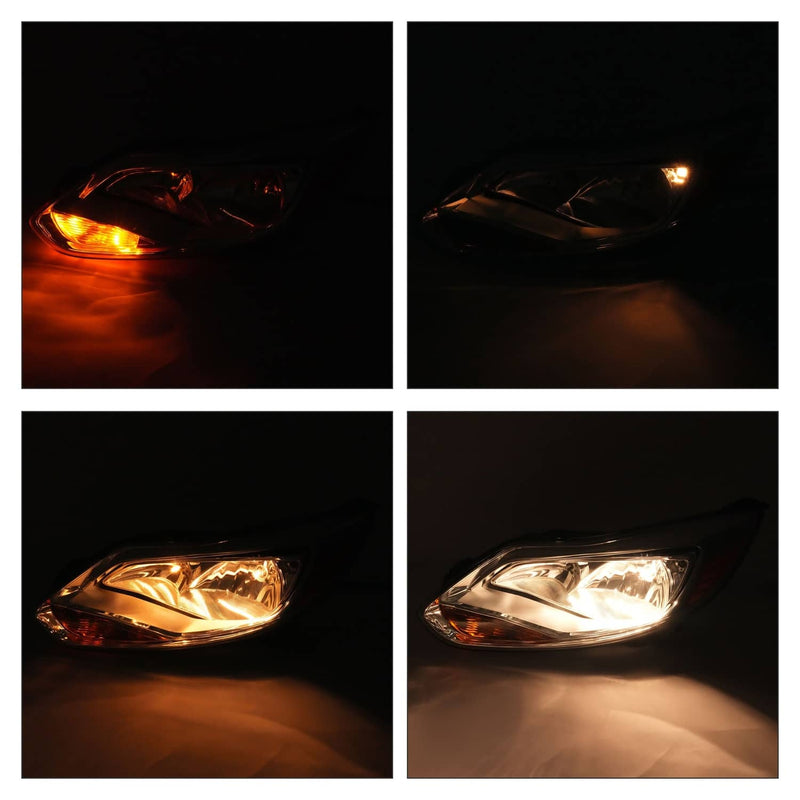 DURAFORCE Clear Lens Halogen Left Driver Side Headlight for Ford Focus 2012-2014 W/Bulb