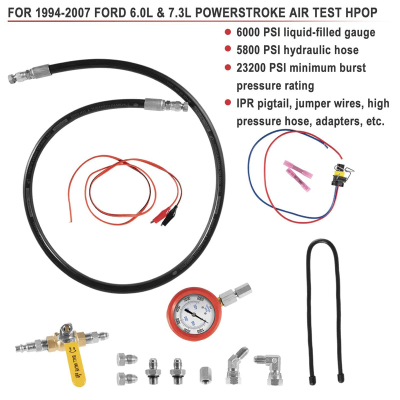 HPOP Test Tool High Pressure Air Leak Gauge Kit for Ford 6.0L 7.3L