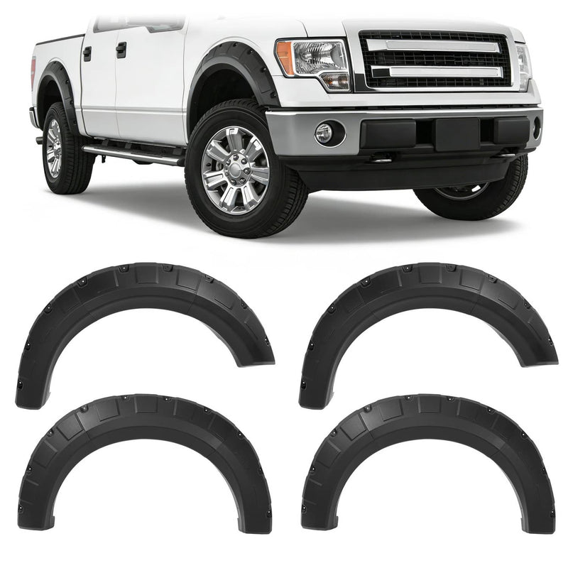 DURAFORCE Pocket Riveted Wheel Fender Flare for Ford F150 F-150 Styleside 2009-2014 4PCS