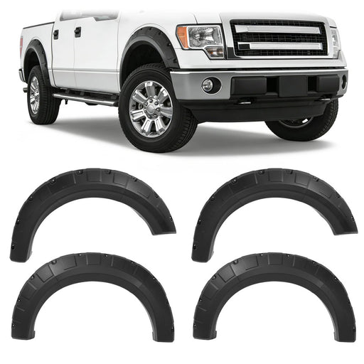 DURAFORCE Pocket Riveted Wheel Fender Flare for Ford F150 F-150 Styleside 2009-2014 4PCS