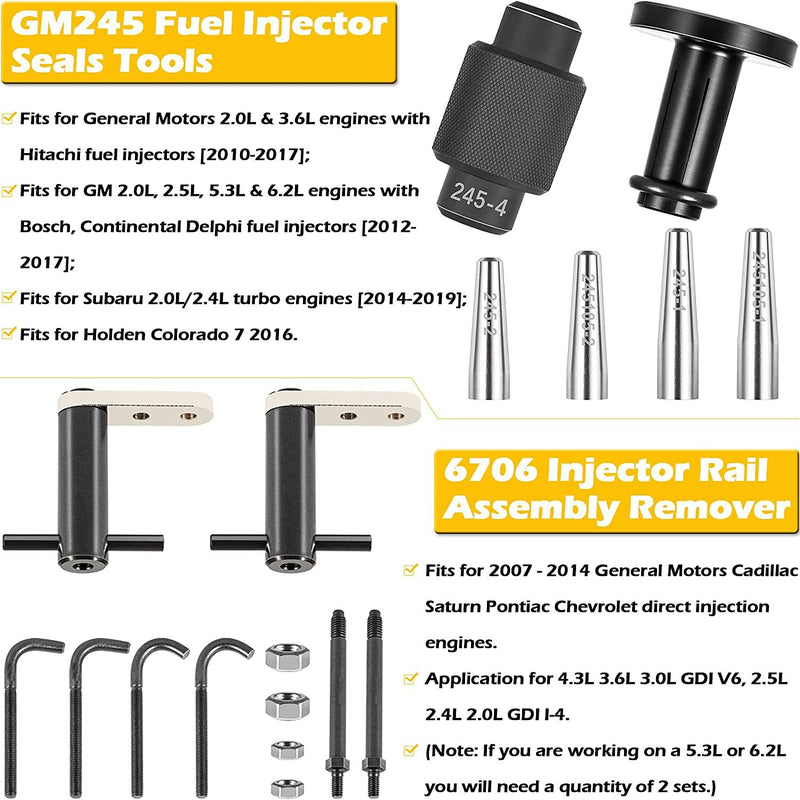 6706 Injector Rail Assembly Remover Tool Fits for GM245 Fuel Seals for GM