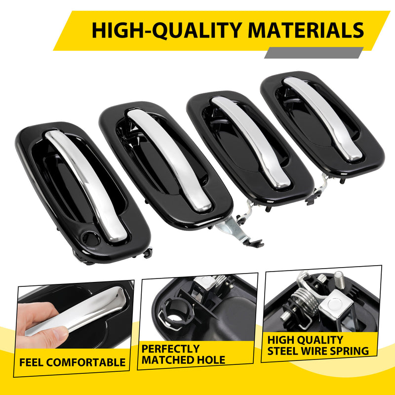 4X Outer Door Handles for Chevy Silverado for GMC Sierra for Cadillac 1999-2006
