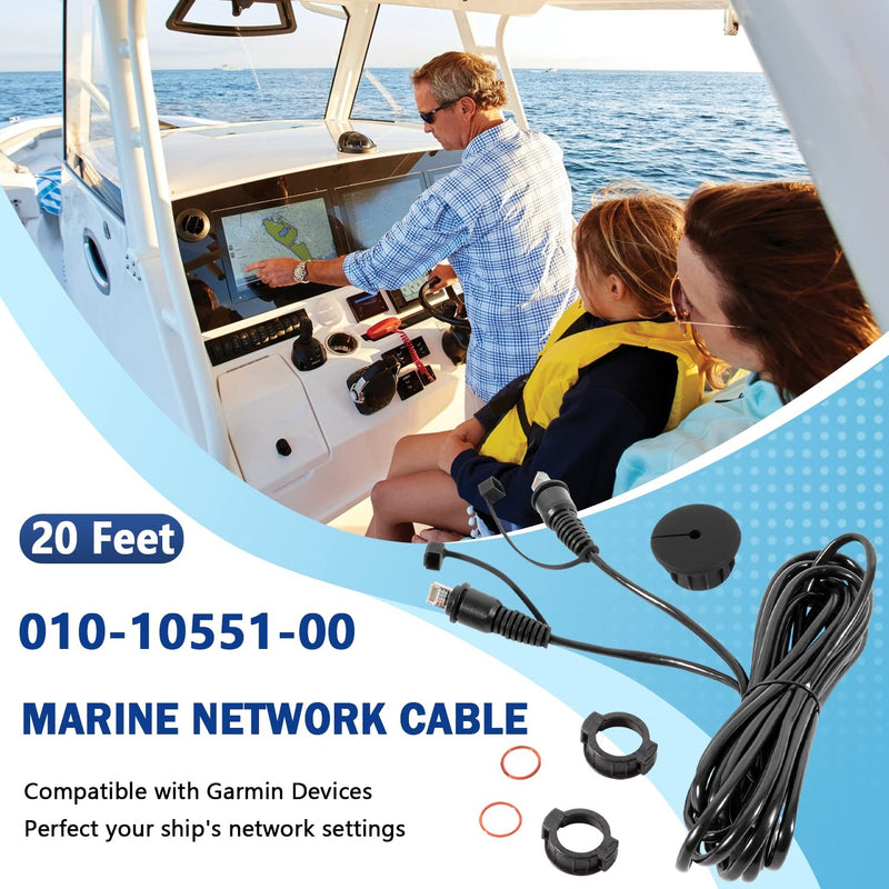 010-10551-00 Marine Network Cable 20 Feet with Split Connector Waterproof Cap