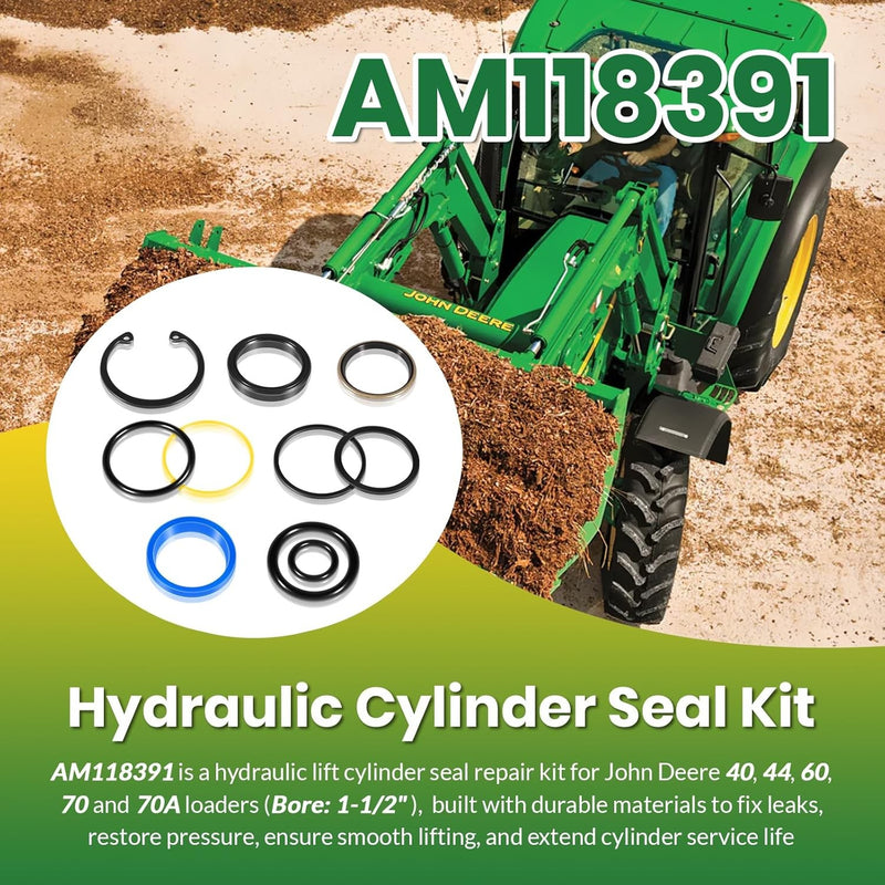 AM118391 Cylinder Seal Kit for John Deere 40 44 60 70 70A Loader 1-1/2” Bore