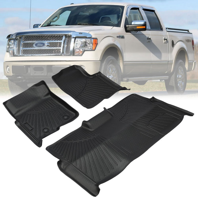 All Weather Floor Mats Liners for Ford F-150 SuperCrew Crew Cab 2010-2014 TPE