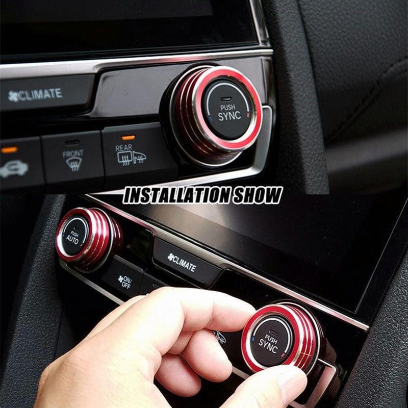 2 PCs Aluminum Center Console AC Switch Ring Cover Trim for Honda Civic 16-21