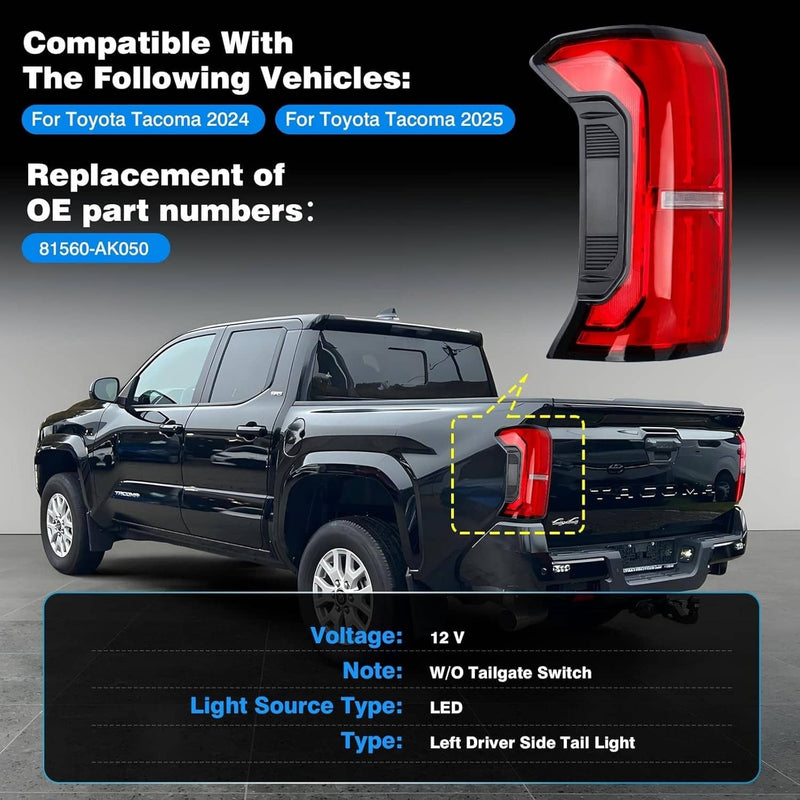 Rear LED Tail Lights Brake Lamps for Toyota Tacoma 2024-2025 Left Right Side