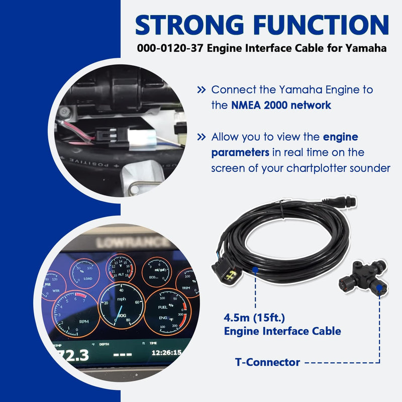 000-0120-37 Engine Interface Cable NMEA 2000 T for Yamaha Outboard 2006-2023