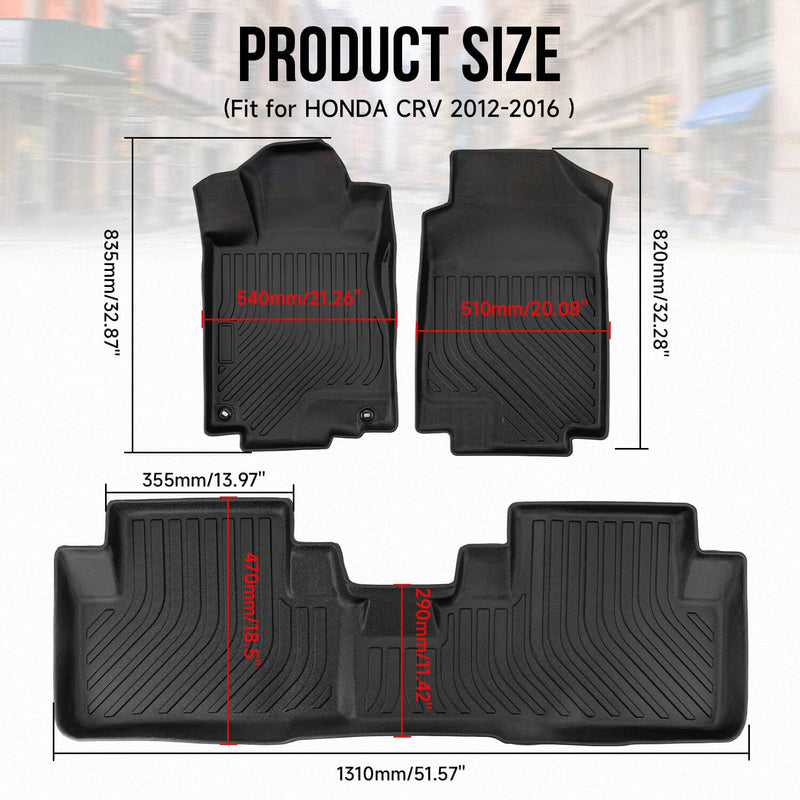 Car Floor Mat Liner Set for 2012-2016 Honda CRV CR-V 3D Molded TPE Weather