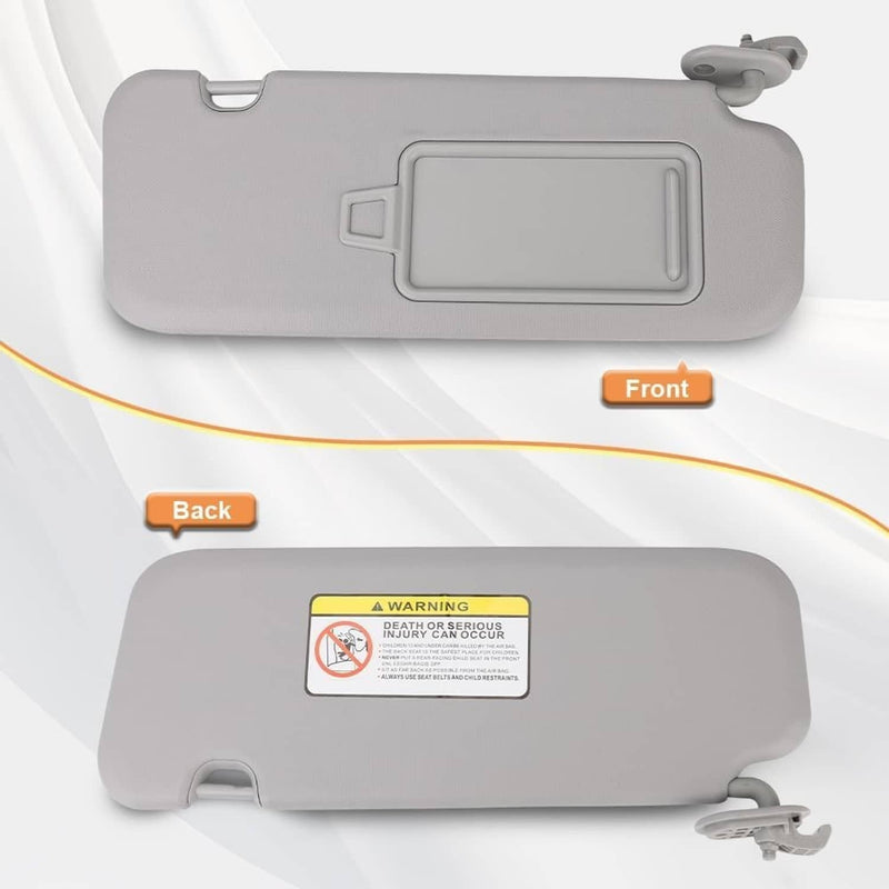 Gray Sun Visor with Mirror for 2017-2019 Hyundai Elantra Driver Passenger 2Pcs