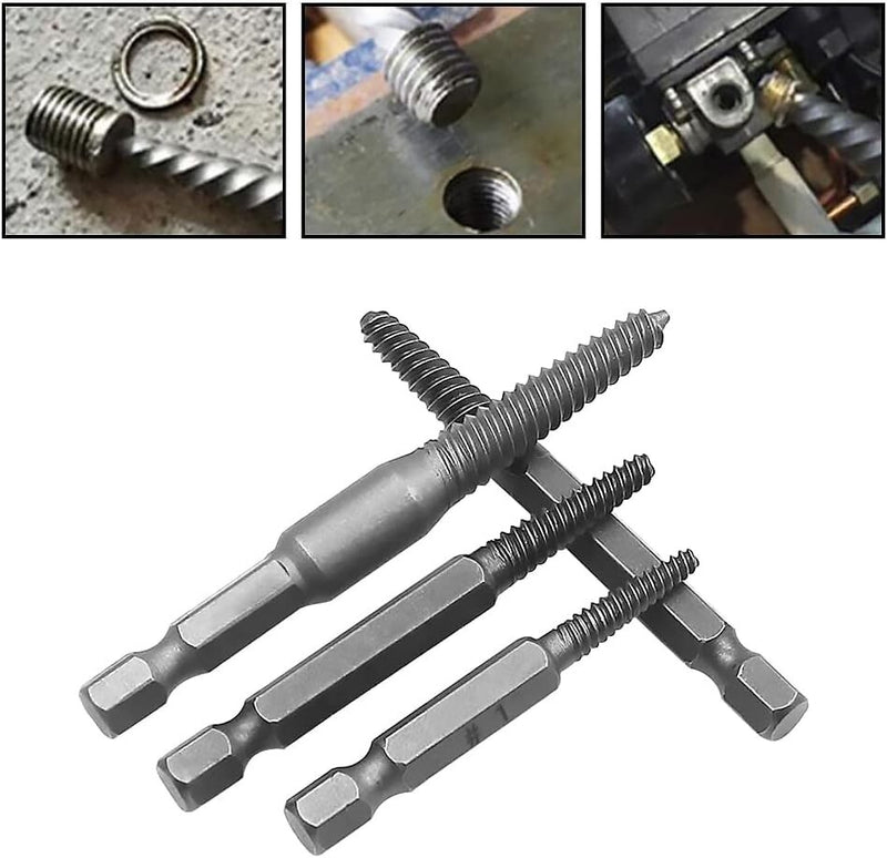 6Pcs Stud Screw Extractor Remover 1/4 Inch Hex Shank Damaged Bolt Easy Out Tool