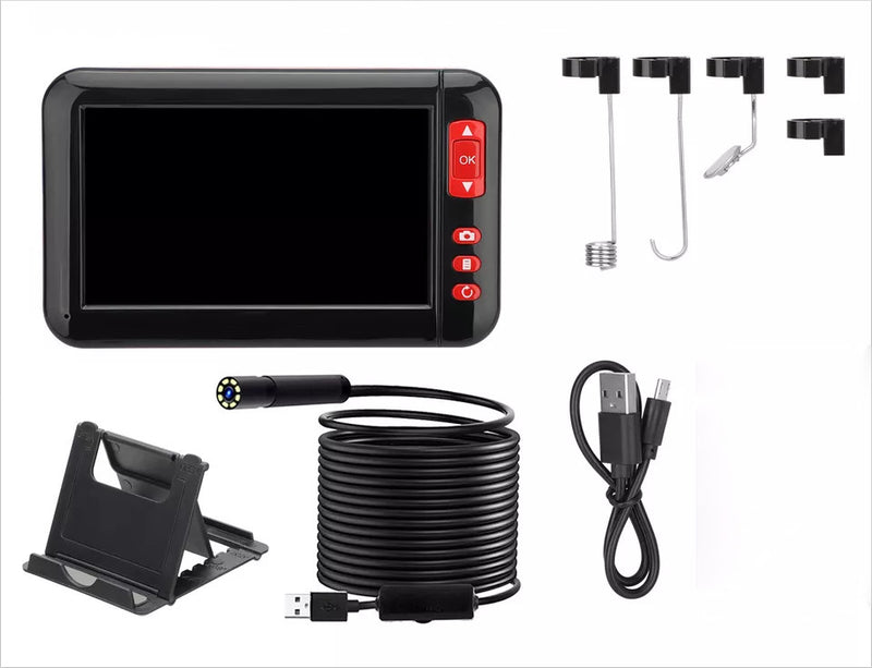 1080P HD Industrial Endoscope Borescope 4.3'' Screen 8mm Inspection Snake Camera