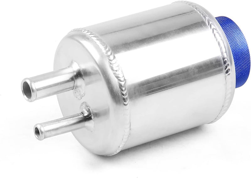 Universal Aluminum Racing Power Steering Fluid Reservoir Tank Silver Clamps