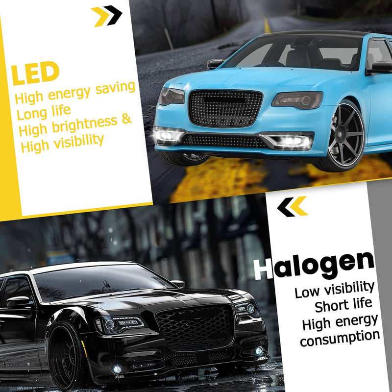 DURAFORCE LED Chrome Fog Lights Driver Passenger Side for Chrysler 300 2015-2024 2021 Pair
