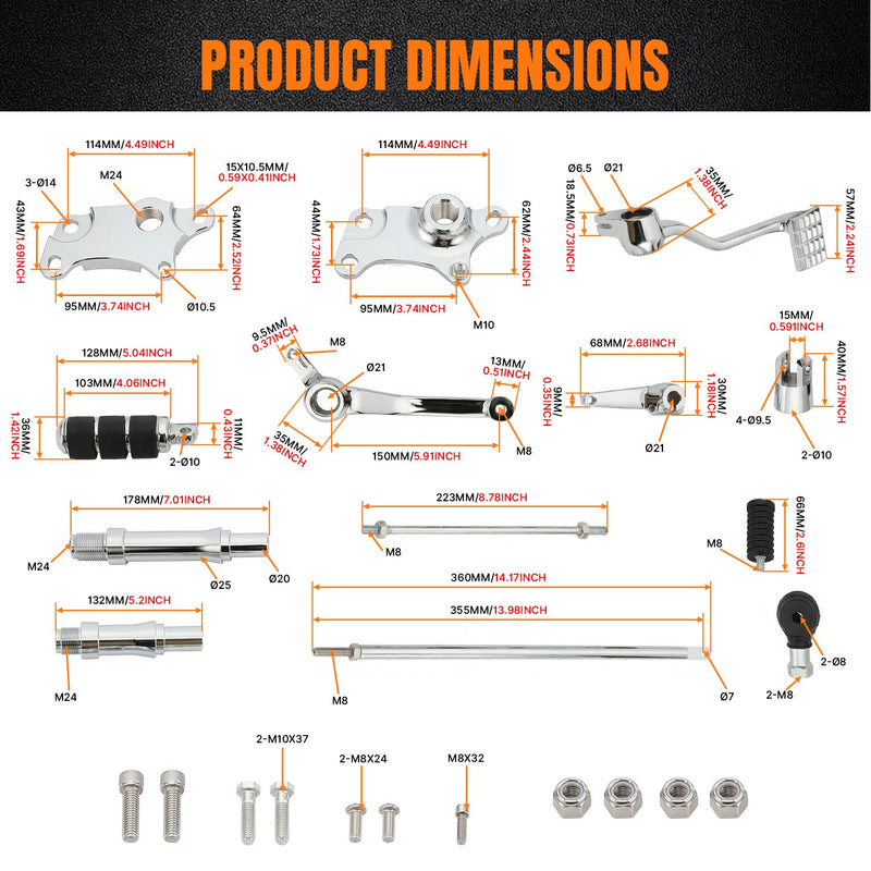 Forward Controls Complete Kit Pegs Levers Linkages for 91-03 Harley Sportster