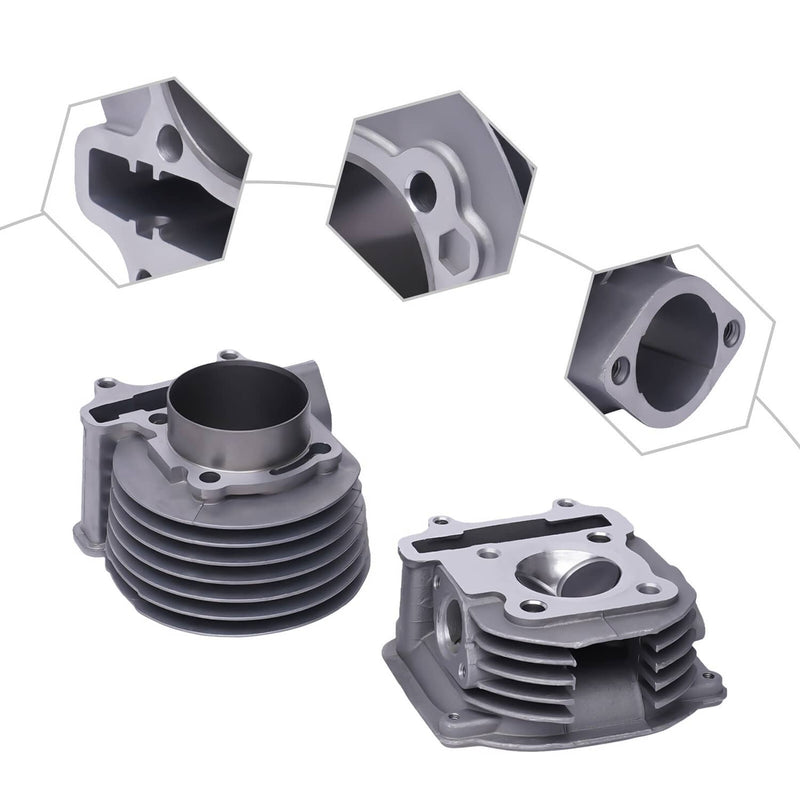 GY6 150cc 57.4mm Big Bore Kit Cylinder Head Piston Gasket Set QMJ157