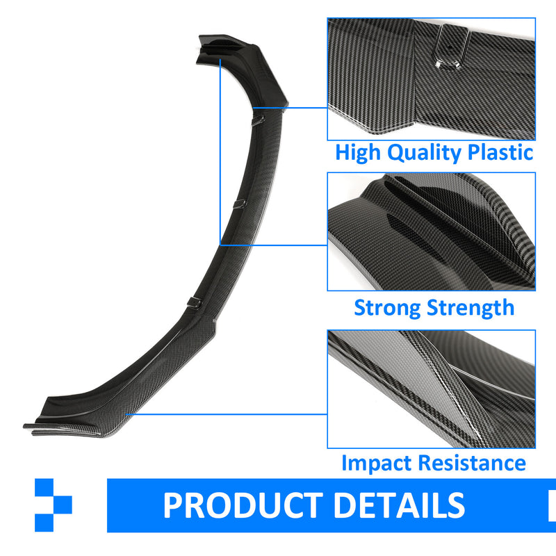 Front Bumper Lip Body Kit Spoiler Chin Carbon Look for Honda Civic 2016-2021