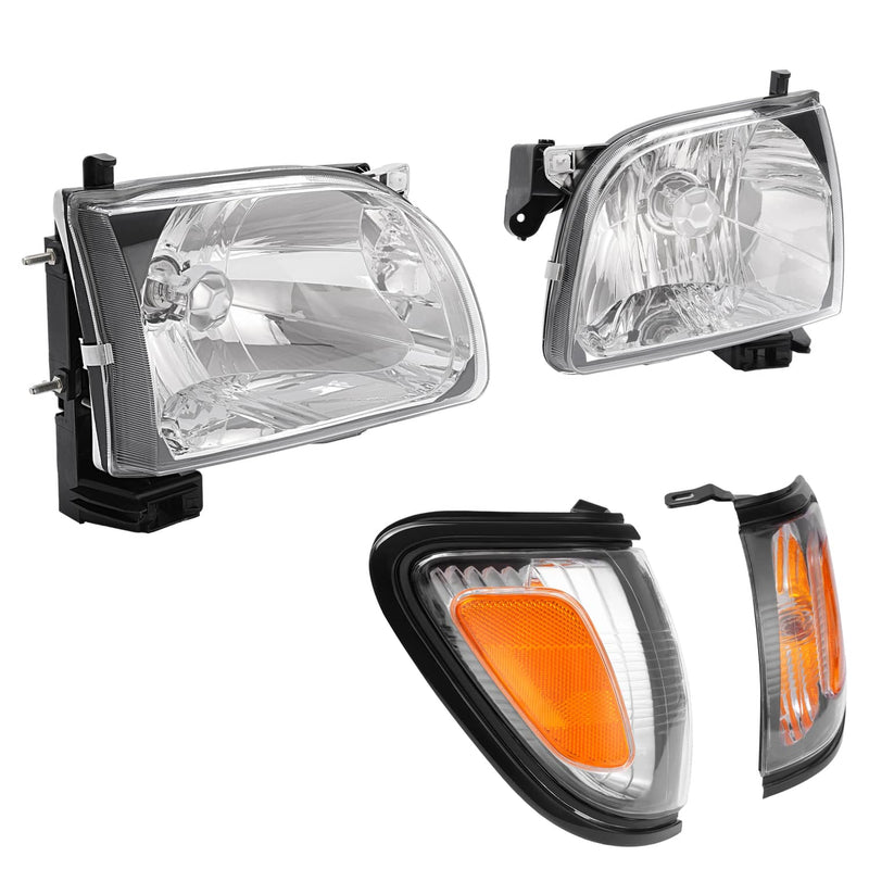 DURAFORCE White Headlights & Black Corner Light for Toyota Tacoma 2001 2002 2003 2004 4Pcs