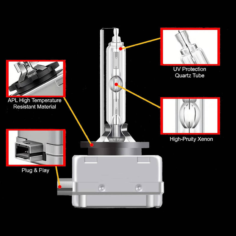 D1C D1S D1R 6000K White HID Xenon Headlight Light Bulbs OEM Replacement