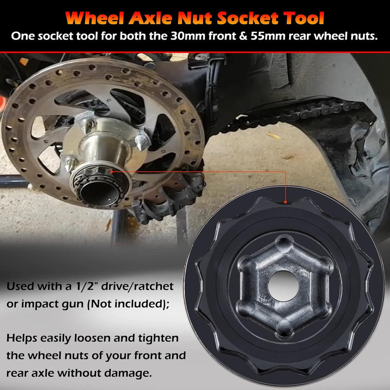 Front Rear Wheel Axle Nut Socket Tool for Ducati ATV Super Bike 1098 1198