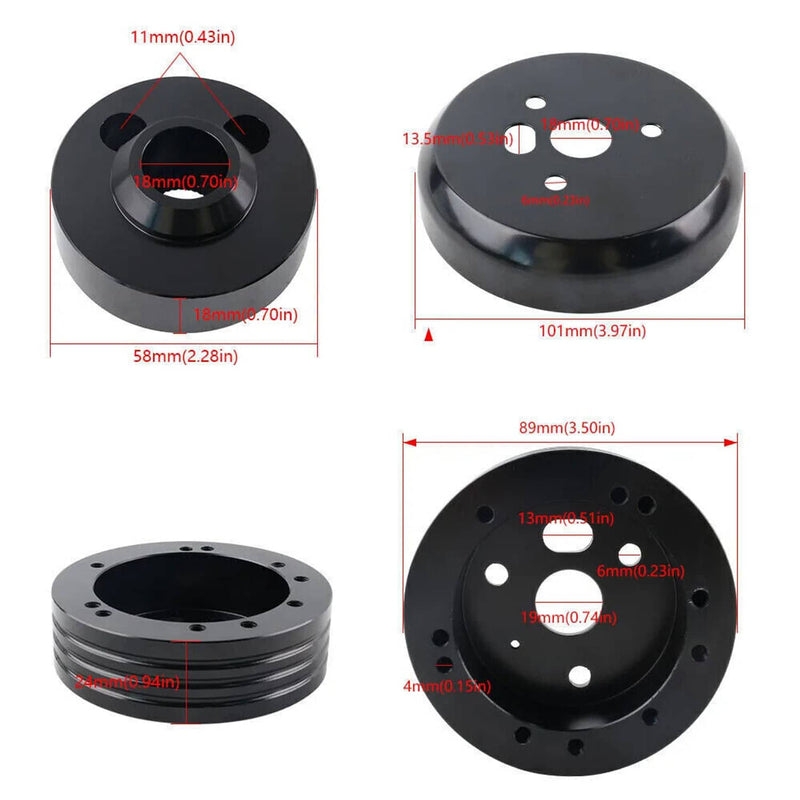 5 & 6 Hole Steering Wheel Hub Adapter for GM Chevy Flaming River Ididit Black