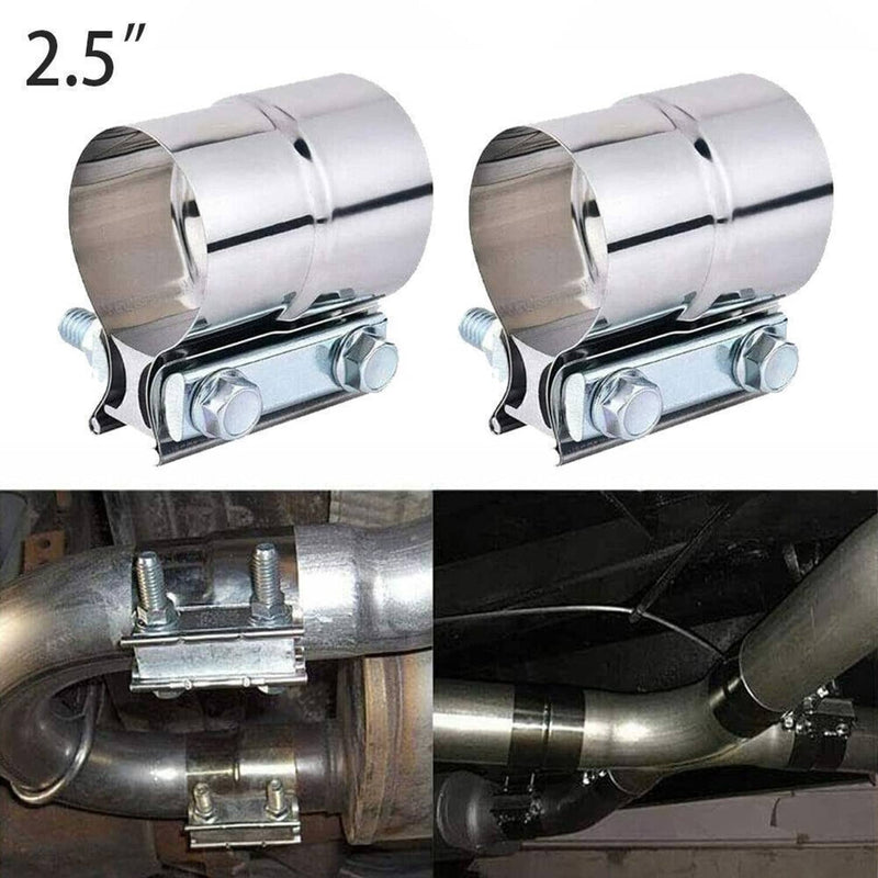 4Pcs Stainless Lap Joint Exhaust Clamp Sleeve Band for 2.5 inch OD Pipe