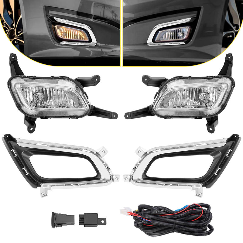 DURAFORCE Halogen Fog Lights with Bezel Chrome Trim for Kia Optima 2014 2015 RH LH Pair