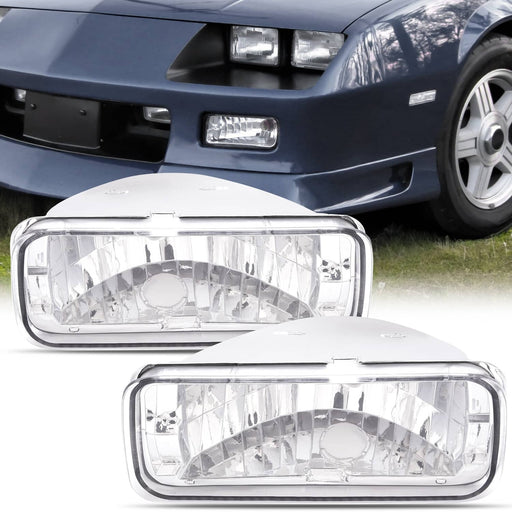 DURAFORCE Clear Lens Front Bumper Turn Signal Light Assembly for Chevy Camaro 1985-1992 2X