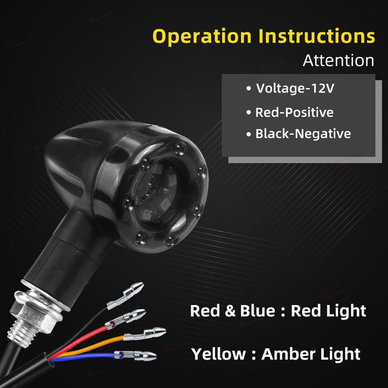 LED Turn Signal Indicators Dual for Sports Motorcycle Dirt Bike 4x Blinker
