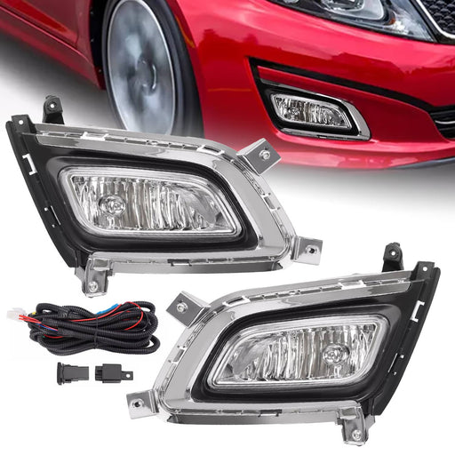DURAFORCE Halogen Fog Lights with Bezel Chrome Trim for Kia Optima 2014 2015 RH LH Pair