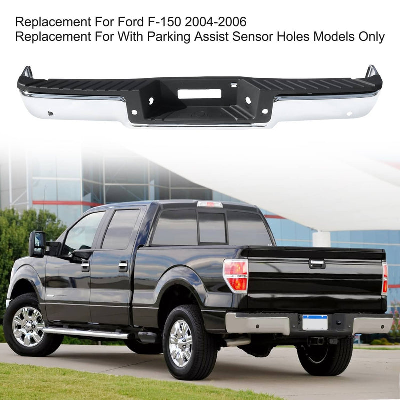 Step Bumper Assembly with Sensor Holes Chrome Rear for Ford F-150 2004-2006