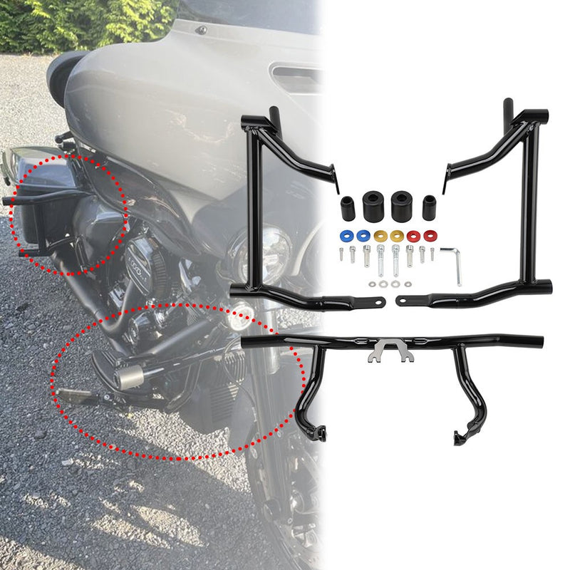 Steel Front Rear Crash Bar Guard for Harley Touring Road King Glide 14+