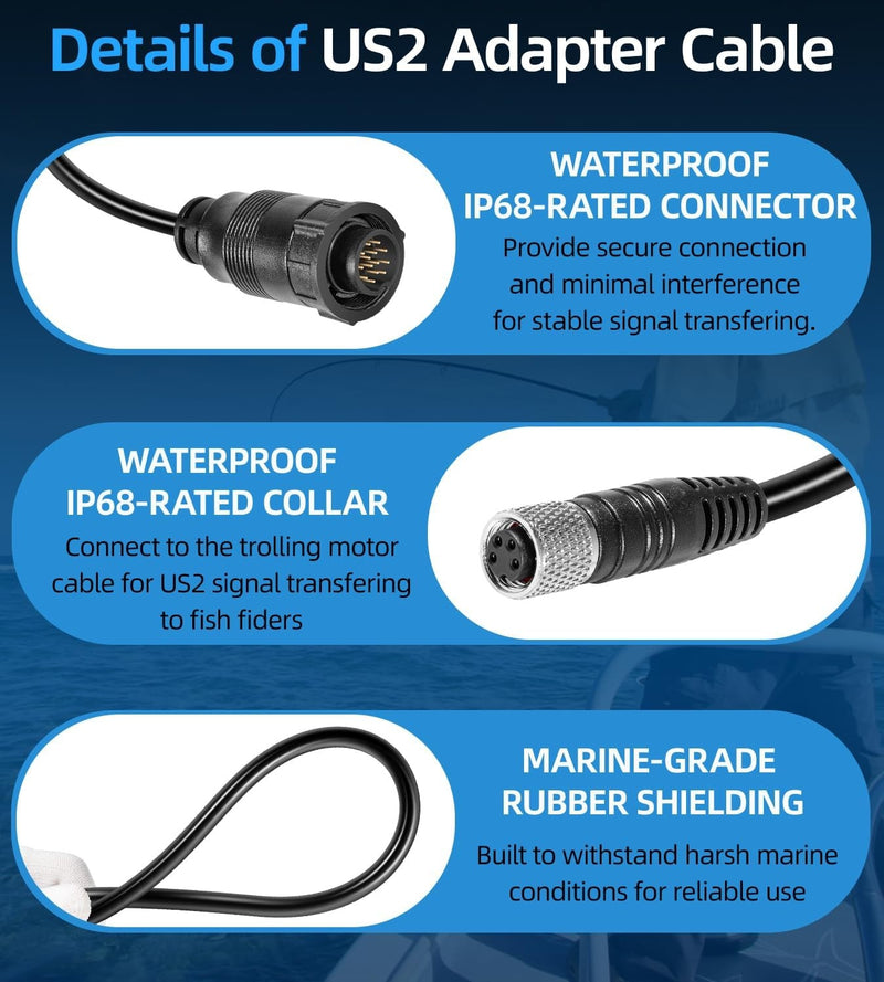 1852073 MKR-US2-13 US2 Adapter Cable for Humminbird SOLIX APEX XPLORE ONIX
