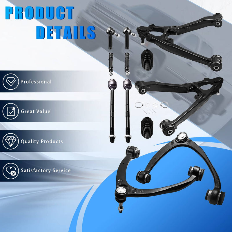 12Pcs Front Upper Lower Control Arm Set for 2007-13 Escalade Chevy Silverado GMC