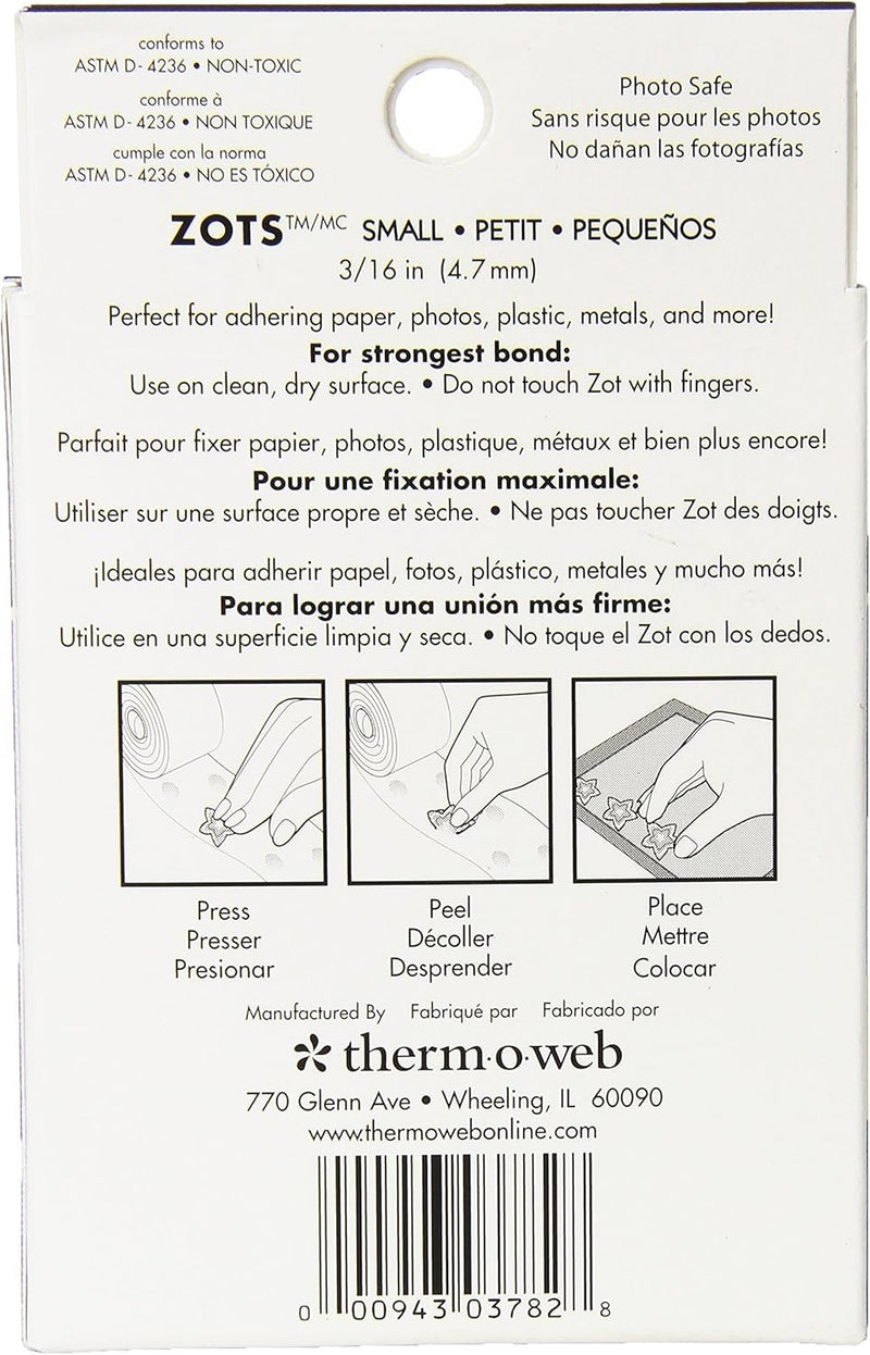 DURAFORCE Zots Clear Adhesive Dots Small 3/16 1/64 Thick for Thermoweb 300 Pkg
