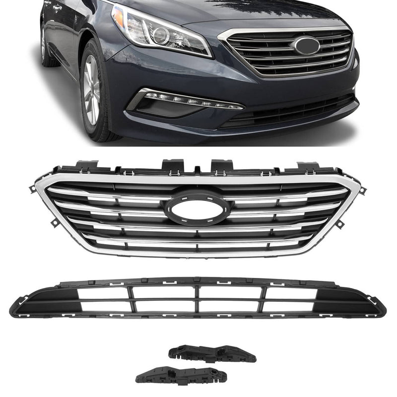DURAFORCE Front Upper Lower Grille Bumper Bracket for Hyundai Sonata 2015-2017 4 Pieces