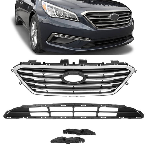 DURAFORCE Front Upper Lower Grille Bumper Bracket for Hyundai Sonata 2015-2017 4 Pieces