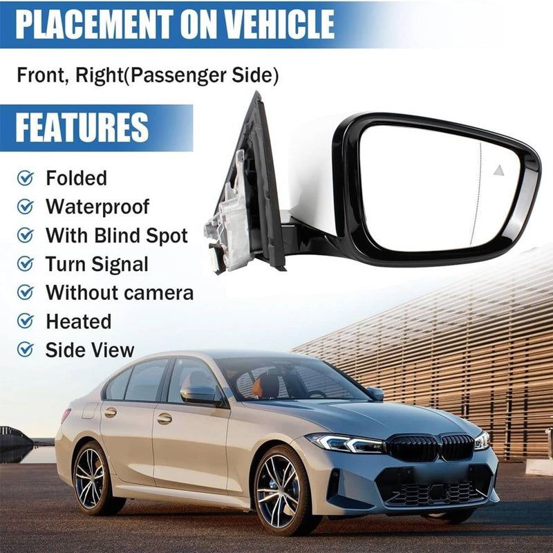 320i 330i 330e Passenger Side Mirror w/Blind Spot for BMW 2019-2023